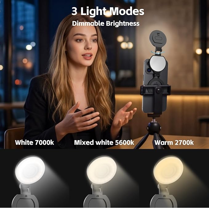 Magnetic Selfie Light for Phone,Phone Ring Light Selfies | Tri-Fold, As Lamp, 360° Foldable LED Selfie Light Compatible with iPhone Magsafe,Photography/TikTok/Zoom Calls/Video - Image 3