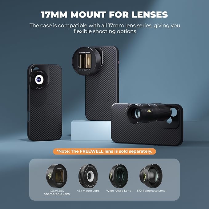 FREEWELL Pro Filmmaker Case for iPhone 16-17mm Lens & Magnetic Filter Mount Black - Image 3