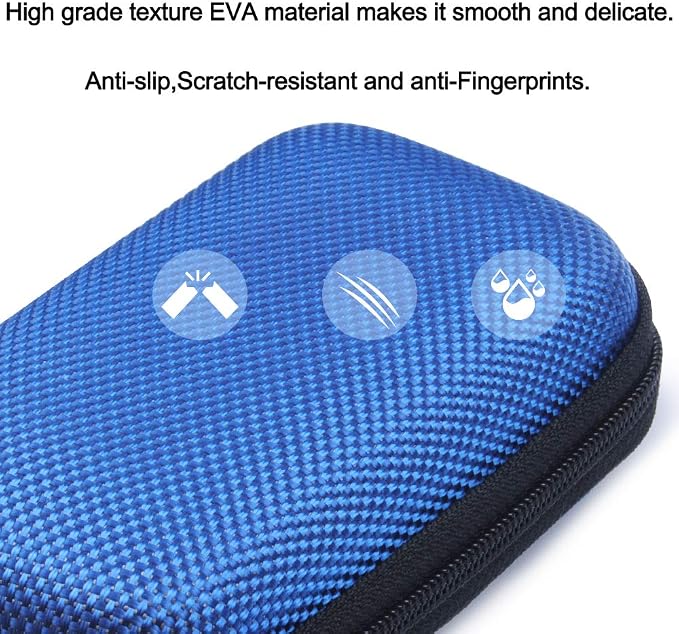Electronic Organizer Case, Portable Clamshell Headphones Cover, Storage Bag | Storage Bag Pouch with Metal Carabiner Clip for USB Cable Charger Earphones Memory Cards U Disk Lens Filter Keys Coins, Blue - Image 4