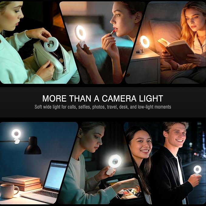 Clip on Ring Light, Stepless Dial Control Selfie Light for iPhone Phone, Rechargeable Portable LED Phone Light for Women, Girls, Makeup, Selfies, Video, Live Streaming, Online Meetings - Image 7