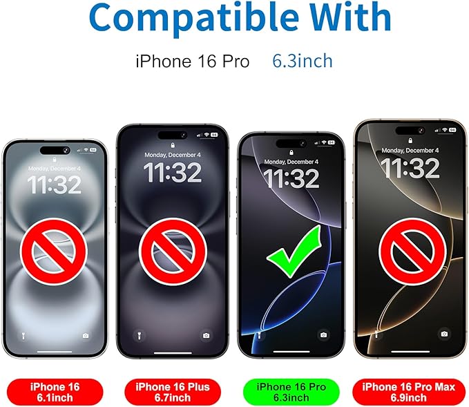 Mothca 2 Pack Matte Glass Screen Protector for iPhone 16 Pro [6.3 inch] + 2 Pack Camera Lens Protector, Anti-Glare & Anti-Fingerprint (Not Privacy Film) Tempered Glass, Bubble Free, Smooth as Silk - Image 2