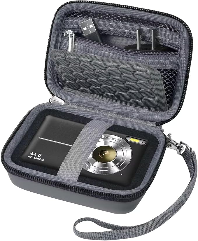 Comecase Hard Case for Kodak PIXPRO FZ45 FZ55 and Compact Digital Camera | for CAMKORY/for Canon PowerShot/for Lecran/ for VAHOIALD, Mesh Pocket Holds Charger and USB Cable for Travel, Dark Grey by COMECASE