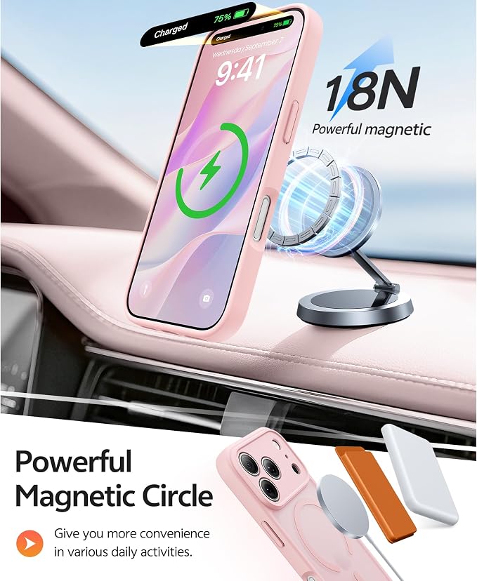 FNTCASE for iPhone 17 Pro Case, Fit for Magsafe, Screen Protector | Full Camera Protection, Translucent Matte, 14FT Military Grade Drop Proof, Shockproof Protective Phone Cover, Light Pink - Image 3