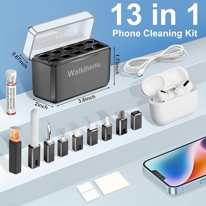 13-in-1 for iPhone Cleaning Kit Charging Port Cleaner with Portable Case | Multi-Tool Phone Cleaner for Repair iPhone AirPods Pro iPad (Type C) Charging Port Speaker, Lightning Cables, Connectors - Image 9