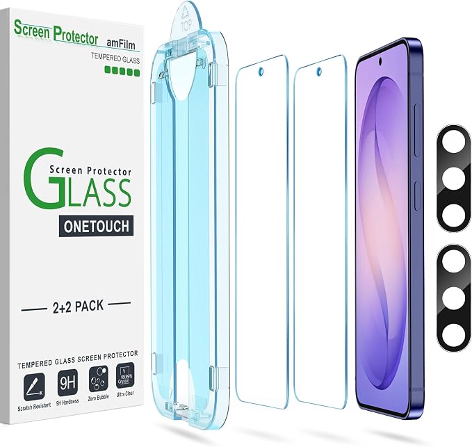 amFilm OneTouch for Samsung Galaxy S26 Ultra Screen Protector TemperedGlass | Auto-Alignment, 30s Install, Bubble Free, Scratch & Drop Protection, HD Clear, Camera Lens Protector, 2+2 Pack (S26U-6.9'') by amFilm