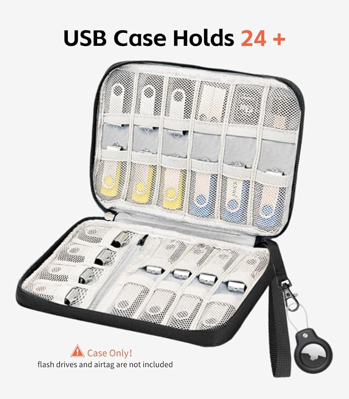 USB Flash Drive Case with Labels, USB Organizer Holds 24 Pcs, USBs Case, USBs Storage Cases,Thumb Drive Cases, Tech Gifts, Farther Day’s Gifts, Black - Image 2