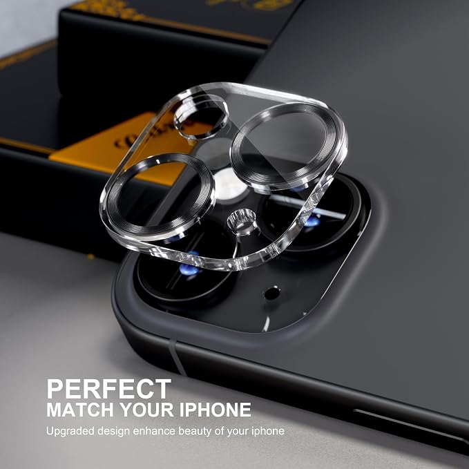 for 6 Pack iPhone 15 / iPhone 15 Plus Camera Lens Protector [Drop Protection] [Case Friendly] [Easy Installation] 9H Tempered Glass Camera Screen Protector Cover Accessories, CD Black - Image 5