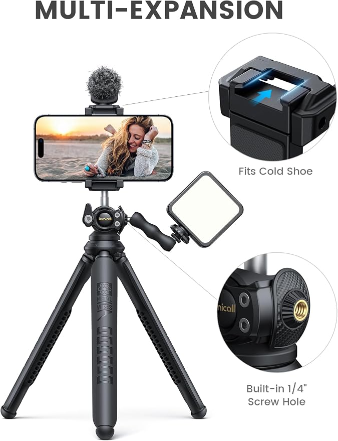 Lamicall Tripod for iPhone with Wireless Remote 8-Strand Aluminum Core | Flexible Silicone Legs, Heavy-Duty Phone Stand with 1/4'' Screw & Cold Shoe for iPhone Pocket 3/4 Samsung GoPro DSLR Camera - Image 4