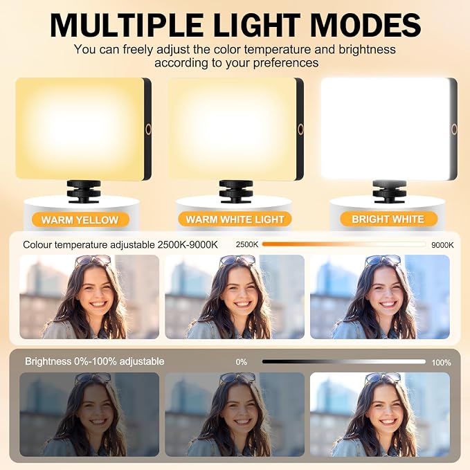 120 LED Selfie Light for iPhone, Portable Phone Light with Clip & Camera Tripod Adapter - 5000mAh Rechargeable, 3 Lighting Modes, CRI 97+ for Video Recording, TikTok, Tripod Mount Rings - Image 3