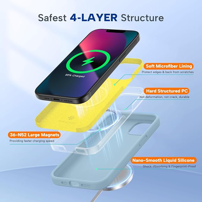 Miracase Silicone & Magnetic for iPhone 13 Case, Clove Purple | Compatible with MagSafe, Soft Microfiber Lining, Premium Silicone Cover Shockproof Drop Protection Phone Case for 13 - Image 3