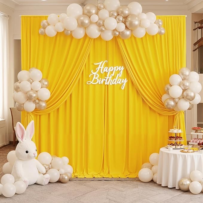 20ft x 10ft Wrinkle Free Yellow Backdrop Curtains for Parties, Thick Fabric Lemon Backdrop Drapes for Weddings Bee Sunflower Birthday Background Baby Shower Decorations - Image 3