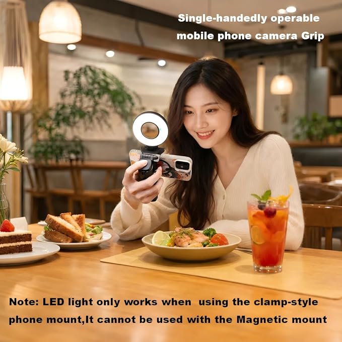 6-in-1 Magnetic Mini 20.5'' Selfie Stick for iPhone with LED Light. Can Converts into Mini Tripod/Phone Camera Grip/Handheld Stabilizer/Phone Stand. Selfie Stick with Rechargable Remote - Image 3