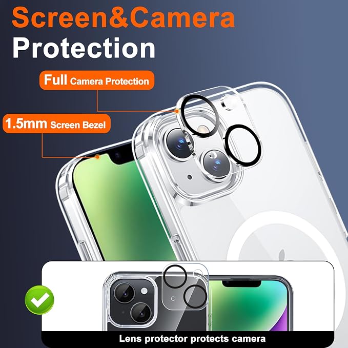 for iPhone 14 Plus Case Clear with Privacy Screen Protector | Full Camera Protection, Transparent Magnetic, Compatible with MagSafe, Shockproof Phone Cover, Slim Fit - Image 6