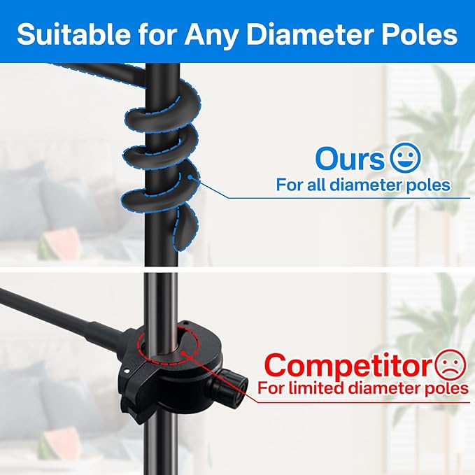 Universal Mic Stand Phone Holder for Microphone Stand Fits Most 3.5" - 7.5" Smartphones - Flexible Cell Phone Holder for Mic Stand, Drum Stand Phone Mount, Music Stand Phone Holders for Any Poles - Image 3