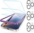 Fotbor [3+3 Pack for iPhone 16 Pro Screen Protector, Anti-Blue Light, [Eye Protection] 9H+ Tempered Glass with Camera Lens Protector by Fotbor