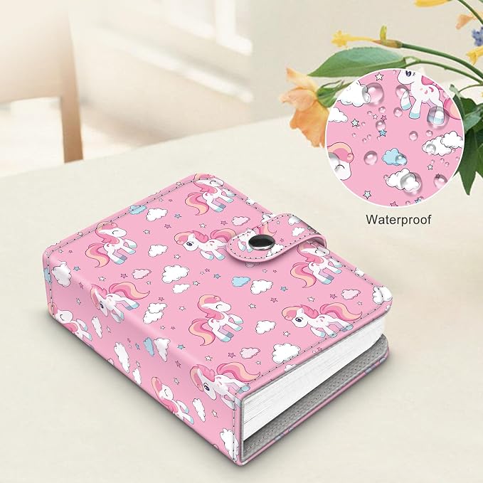 Fintie Mini Photos Album Book for 2x3 Inch Films - 52 Pockets Small Albums | For Fujifilm Instax Mini, Polaroid Hi-Print Pictures, Portable Kpop Photocard Holder, Travel Memory Book, Pink Horses - Image 6