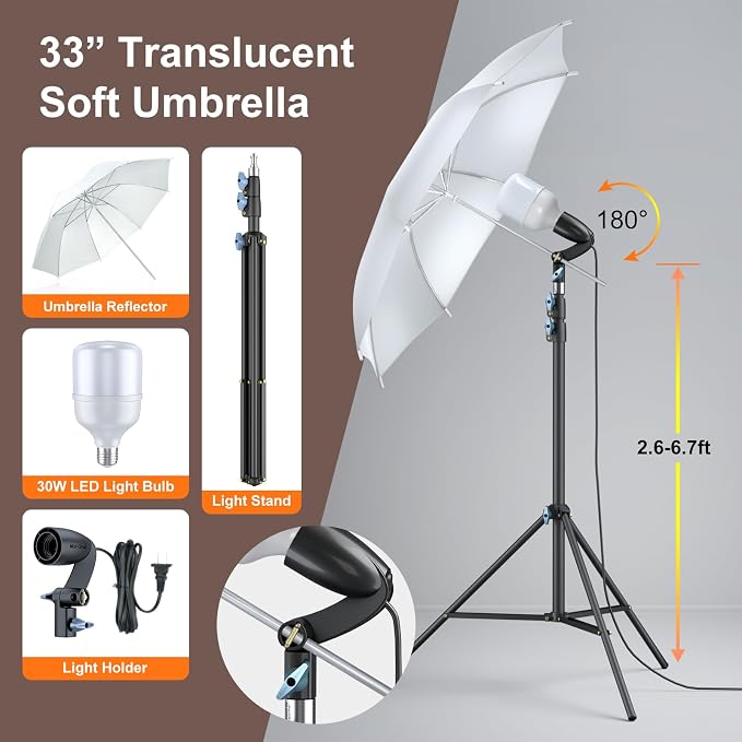 LINCO Lincostore Photo Video Studio Light Kit AM169 | Photography lighting kit, 3 muslin backdrop (black/white/green), softbox & carry bag; for portrait, video, product shoots - Image 6