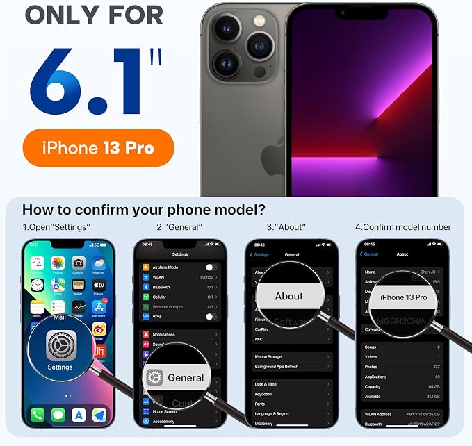 Miracase Magnetic for iPhone 13 Pro Case, Silicone, Soft Microfiber Lining - Image 8