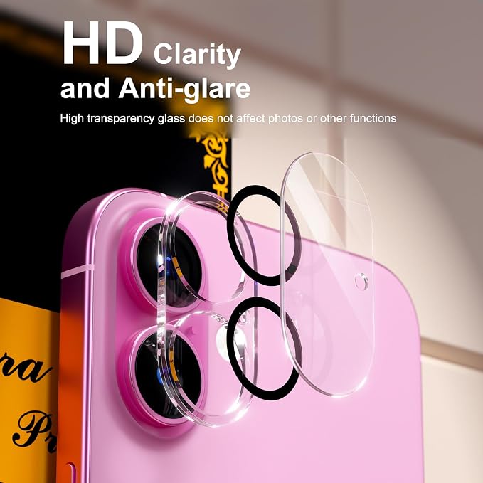 for 6 Pack iPhone 16 / iPhone 16 Plus Camera Lens Protectors, Clear | [Drop Protection] [Case Friendly] [Easy Installation] 9H Tempered Glass Camera Screen Protector Cover Accessories - Image 7