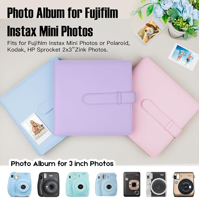 Veicevol 360 Pockets Photo Album for Polaroid 2x3" & Instax Mini, Purple | Large Capacity, Designed for Fujifilm Instax Mini and Polaroid 2x3 Photos, To Store Pictures Or Trading Collection Cards - Image 4