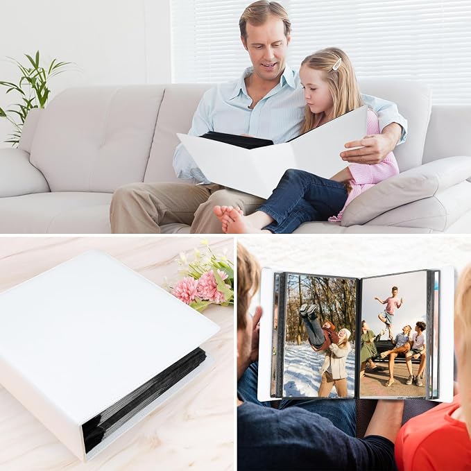 Aevdor 8x10 Photo Album, 168 Photos, Leather Cover, White | Large Capacity, Side-Loading Clear Pockets, Vertical 8x10 Layout, Black Inner Pages, Wedding, Travel, Baby & Family Memories - Image 7