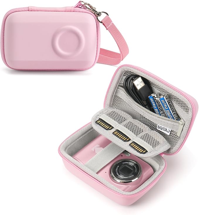 SQERO Digital Camera Case for KODAK PIXPRO FZ45 FZ55 & CAMKORY 1080P | Compact Travel Bag with 3 SD Card Slots,Small Lightweight Pouch, Cute Gifts for Adults Kids by SQERO