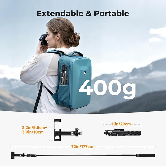 K&F CONCEPT 69" Auto Open Selfie Stick with 4 Legs & Stabilizing Handle | Phone Tripod, 360° Rotation Cell Phone Tripod Stand with Remote Control, Compatible with iPhone Osmo Pocket 4/3, A702 - Image 6