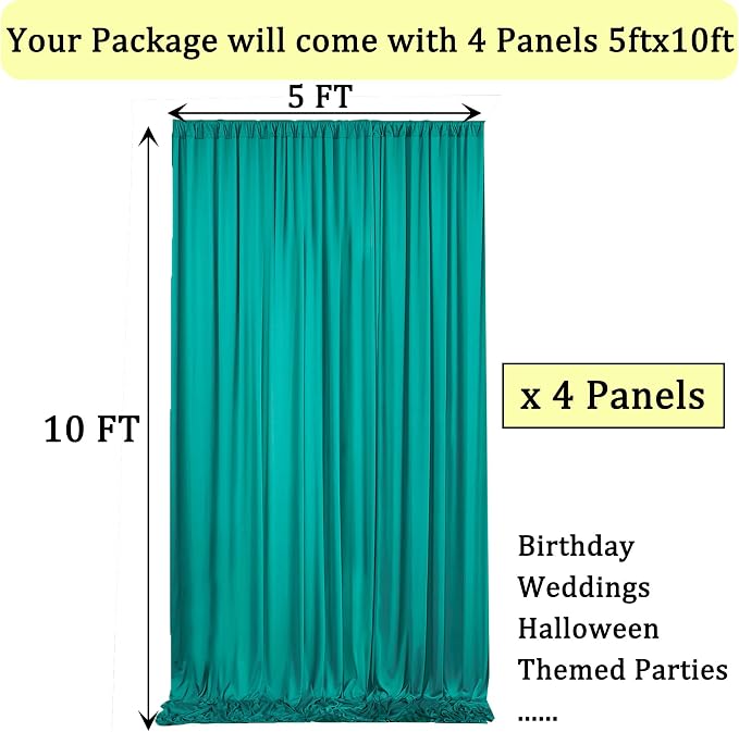 20ft x 10ft Wrinkle Free Turquoise Backdrop Curtains for Parties, Polyester Photo Backdrop Drapes 2 Panels 5x10ft for Wedding Birthday Party Photography Background - Image 2