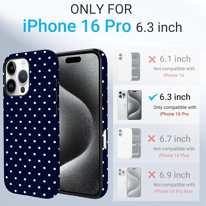 TPU Phone Case for iPhone 16 Pro, MagSafe Wireless Charging Compatible, Shockproof Slim Fit Protective Cover with Anti-Yellowing & Raised Camera Protection (Polka dot 7, iPhone 16 Pro) - Image 2
