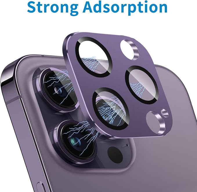 Camera Lens Protector for iPhone 14 Pro/iPhone 14 Pro Max Metal Camera Cover Film, 9H Tempered Glass, Anti-Scratch, Case Friendly - Deep Purple - Image 4