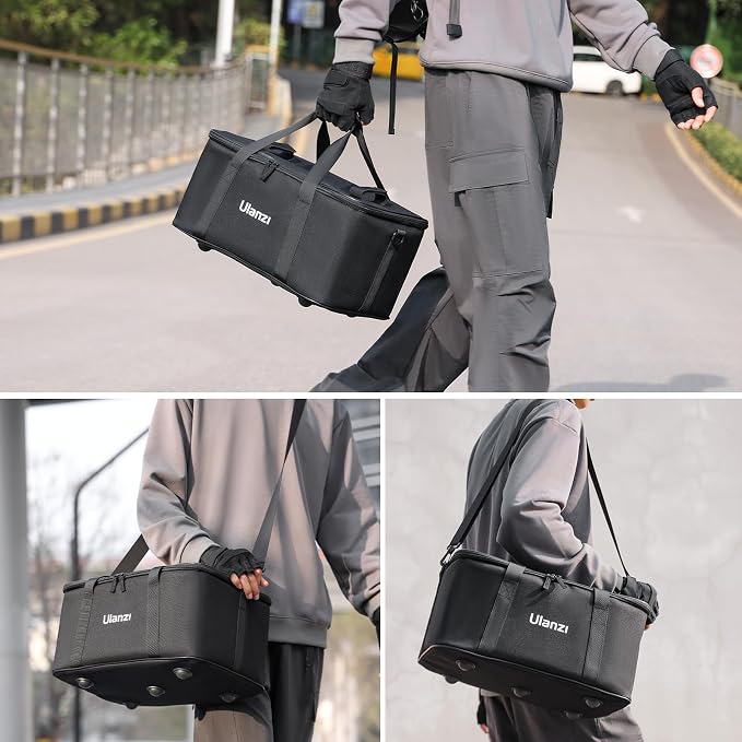 ULANZI Carrying Bag with Movable Foam Padded for Studio Light, Light Stands | Mini Softboxes, Durable Oxford Cloth Transit Bag Travel Case with Shoulder Strap & Handle, 17.13'' x 10.83'' x 8.27'',OM-01 - Image 8