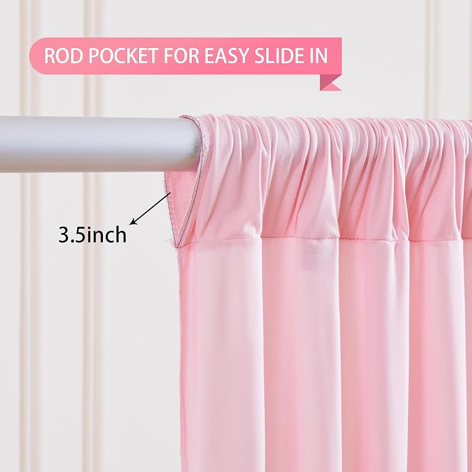 Pink Backdrop Curtains-Wrinkle-Free Polyester Photography Drapes Party Curtain Background for Baby Shower Wedding Decorations- 40 X10FT - Image 5