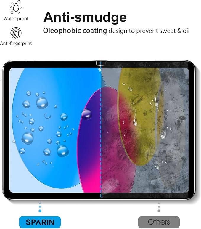 SPARIN 2+2 Pack Screen Protector for iPad (A16) 11th/10th Gen (11”/10.9”) | Tempered Glass + Camera Lens Protector Full Protection, Case Friendly, Anti Scratch, Apple Pencil Compatible-Blue - Image 6