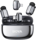 BOYA mini 2 Wireless Lavalier Microphone for iPhone 5-17 & Android Phone | Mini Mic with AI Noise Cancellation, App Control, 30H Battery Life with Charging Case for Recording Vlogging Streaming by BOYA
