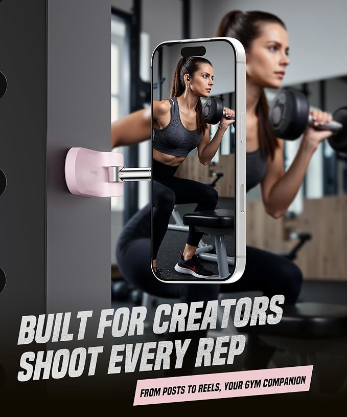 All Metal Dual Magnetic Gym Phone Holder for MagSafe, Pink | 360°Adjustable, Fit for iPhone/Android, Tri-Axis Phone Mount,Gym Accessories for Bodybuilder Men Women Workout Recording - Image 7
