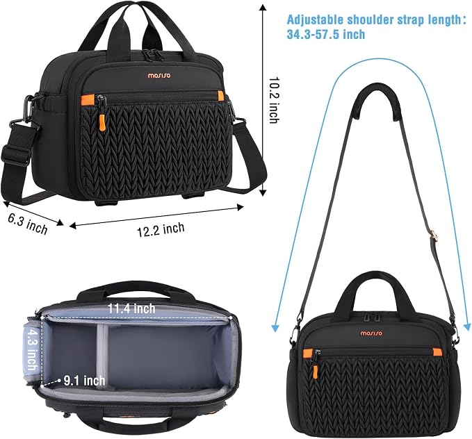 MOSISO Camera Bag, DSLR/SLR/Mirrorless Photography Shoulder Bag, Black | Wheat Ear Quilted Padded Camera Case with Rain Cover & Bottom Tripod Holder Compatible with Canon/Nikon/Sony - Image 4