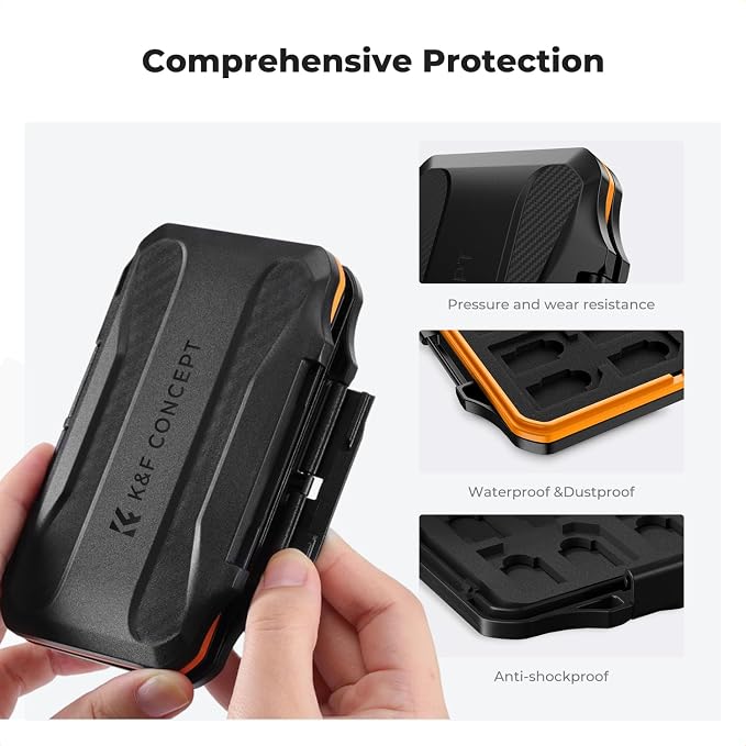 K&F CONCEPT 36 Slots Memory Card Case with 4-in-1 Card Reader | Anti-Shock Card Carrying Storage Case for 24 Micro SD/TF/, 12 SD/SDXC/SDHC Cards - Image 5