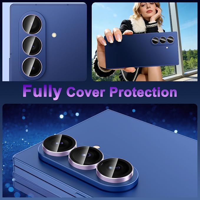 Meshine for Samsung Galaxy Z Fold 7 Camera Lens Protector,Scratch Proof,Strong Adsorption,9H Hardness with Metal Ring Camera Cover,Ultra Thin Case Friendly, Accessories Lens Protector,Light Purple - Image 8
