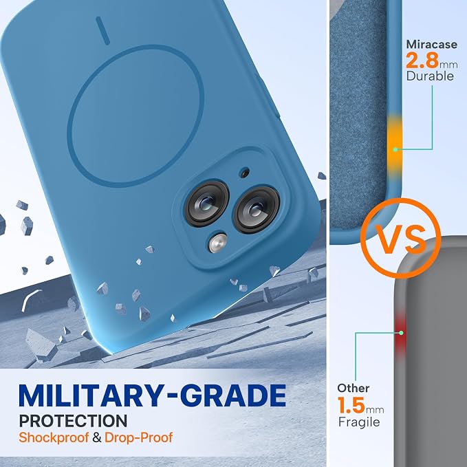 miracase Compatible with iPhone 15 Case, [Soft Anti-Scratch Microfiber Lining], Liquid Silicone Case Gel Rubber Shockproof Drop Protection Phone Case for iPhone 15, Capri Blue - Image 3