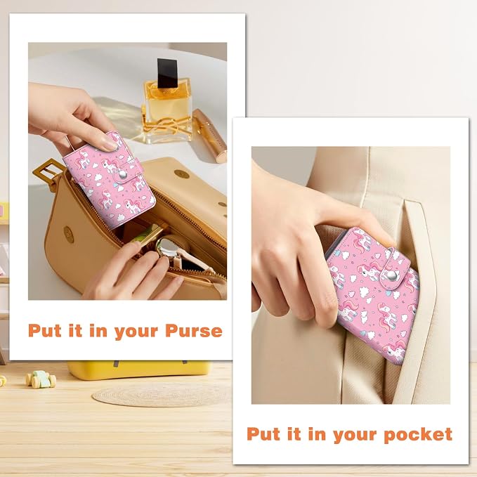 Fintie Mini Photos Album Book for 2x3 Inch Films - 52 Pockets Small Albums | For Fujifilm Instax Mini, Polaroid Hi-Print Pictures, Portable Kpop Photocard Holder, Travel Memory Book, Pink Horses - Image 7