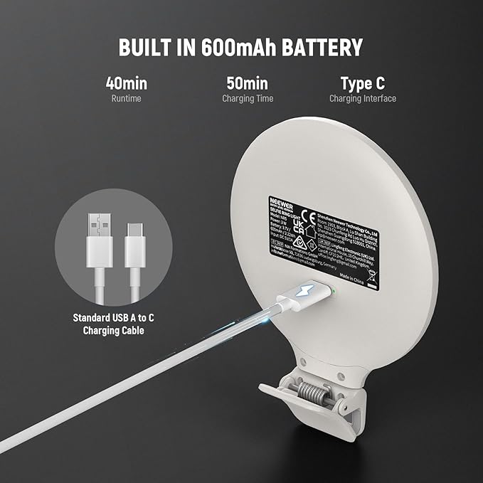 NEEWER Entry Level Version 3.8" Ring Light, 3W Clip on Phone Selfie Lighting for iPhone Laptop Desk Computer Webcam Video Conference Zoom Vlog Recording Streaming Makeup, 3 Modes CRI80 600mAh, NR5 - Image 4