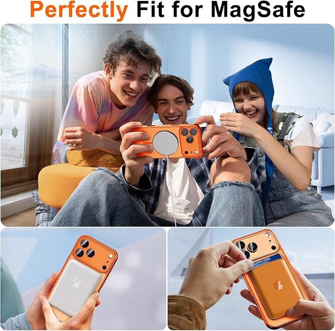 Magnetic for iPhone 17 Pro Max Case, Shockproof Cover, Orange | Full Camera Protector, with Privacy Screen Protector, Compatible with MagSafe, Translucent Matte, Military-Grade Protection - Image 4