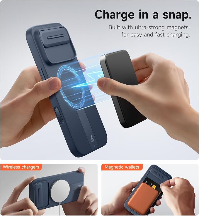 SURITCH for iPhone Air Case with Camera Control Cover, Camera Slide Cover and Adjustable Kickstand, Compatible with MagSafe, Shockproof Bumper Protective Cases for iPhone 17 Air 6.5 Inch, Blue - Image 3