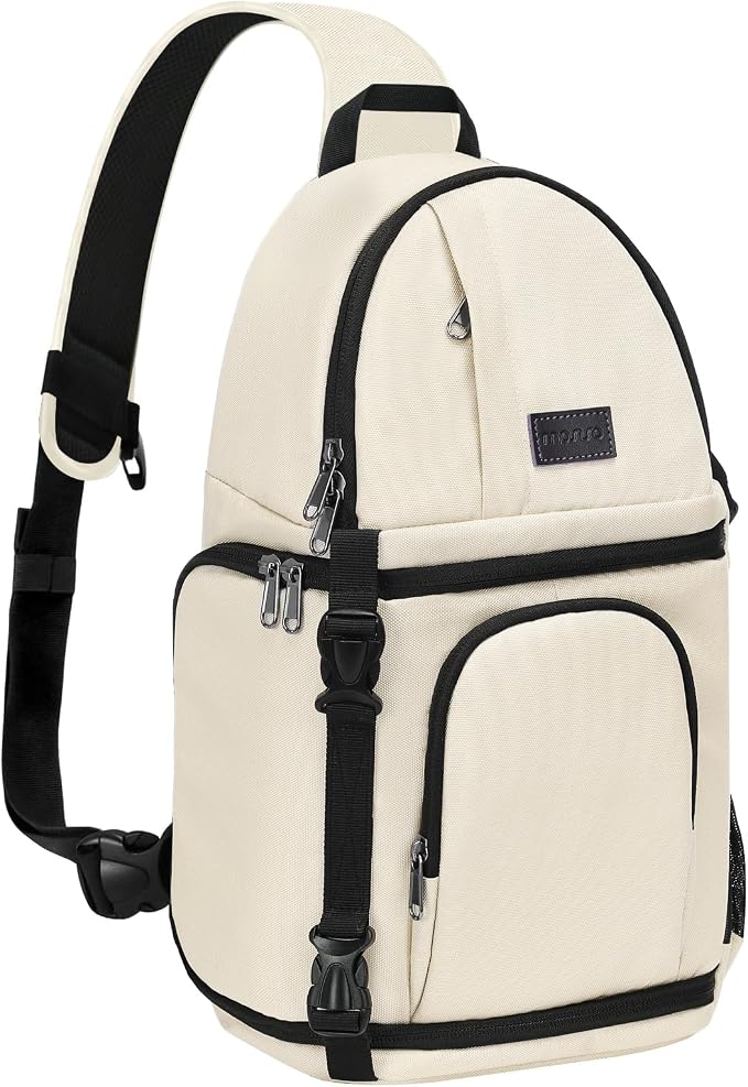 MOSISO Camera Sling Bag, DSLR/SLR/Mirrorless Camera Case Camera Backpack | Shockproof Photography Bag with Tripod Holder&Removable Modular Inserts Compatible with Canon/Nikon/Sony/Fuji, Beige by MOSISO