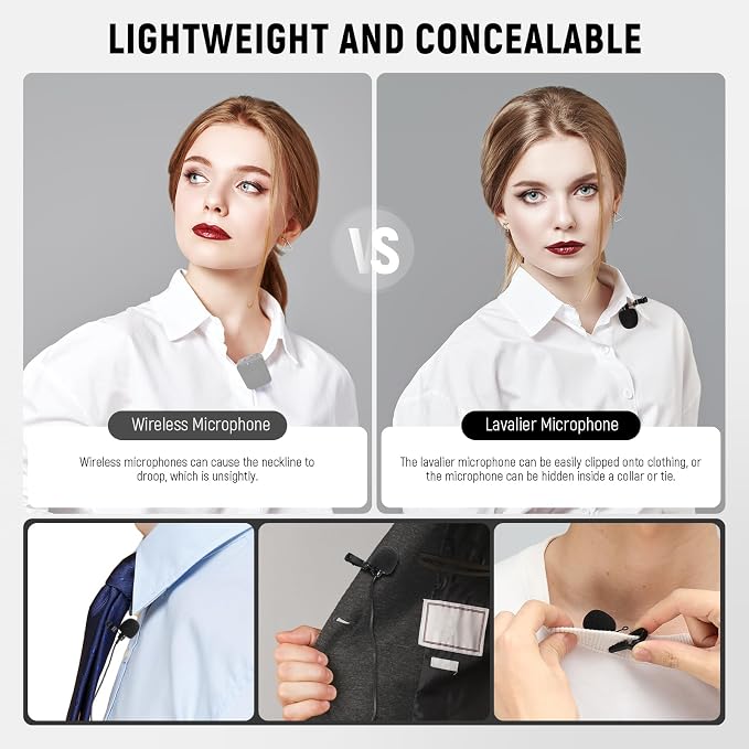 NEEWER 2 Pack Lavalier Lapel Microphone Compatible with DJI Wireless Mic Transmitters Rode Wireless GO II 2, Omnidirectional Condenser Wired Clip On Lav Mics for Stage YouTube Live Streaming, CM5 | Compatible with DJI Wireless Mic Transmitters Rode GO ... - Image 5