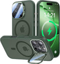 VOFATA [Upgraded] for iPhone 16 Pro Case with Camera Cover Stand [Fit for MagSafe][9H Camera Lens Protector] Mil-Grade Protection Translucent Matte Magnetic iPhone 16 Pro Phone Case, Green by VOFATA