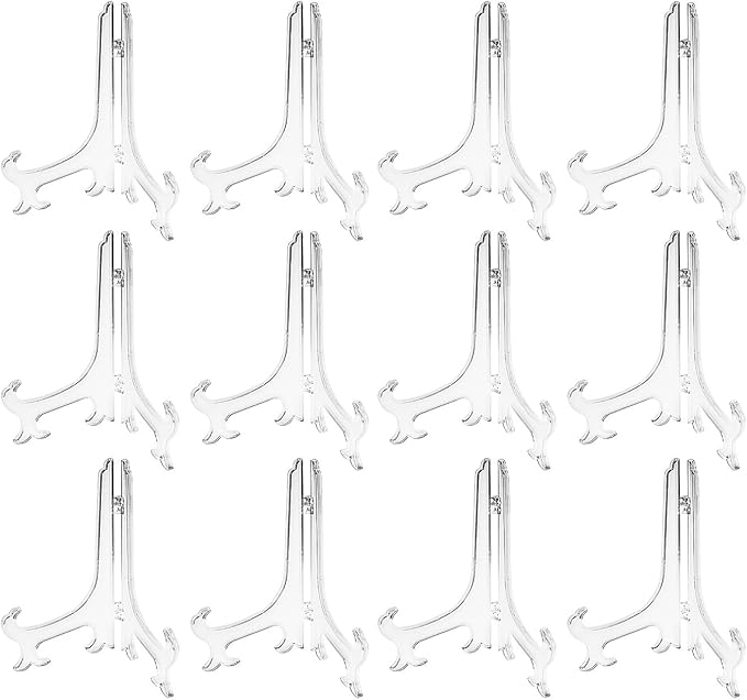 Super Z Outlet Plastic Easels 12 Pack Clear Easel Stands Easel Display Stand for Photo, Place Card, Collectibles, Light Items - Perfect for Wedding Cards, Party, Home, Party Decorations (8 Inches) by SuperZOutlet