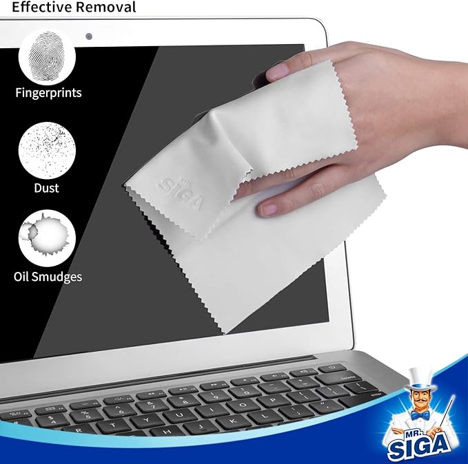 MR.SIGA Microfiber Glasses Cleaning Cloth, Spectacle Cleaner Cloth, 6 Pack | Microfiber Cleaning Cloths for Lens, lint free glasses cloth for camera, screen, glasses lens cleaner, 15 x 18 cm(6 x 7 inch) - Image 3