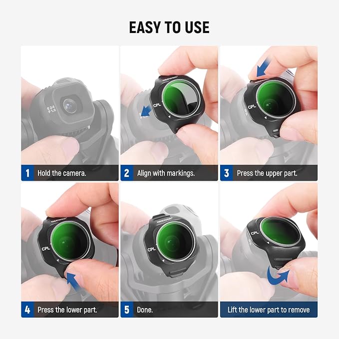 NEEWER CPL Filter Compatible with DJI Mini 5 Pro Drone, Snap On Adjustable Circular Polarizing Polarizer Lens Filter Multicoated Optical Glass Aerial Photography Accessories - Image 7