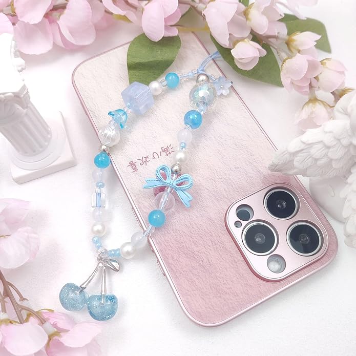 cioatu Phone Charms Cute Cherry Butterfly Cell Phone Lanyard Strap Wrist Strap for Bag Airpods Camera Pendants Decor - Image 3